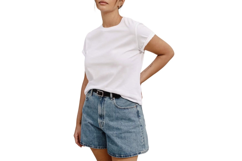 Plain white tees are a classic, versatile option that can be worn on its own, paired with jeans, skirts, underneath a good blazer, or even with sweatpants—the options are truly endless.