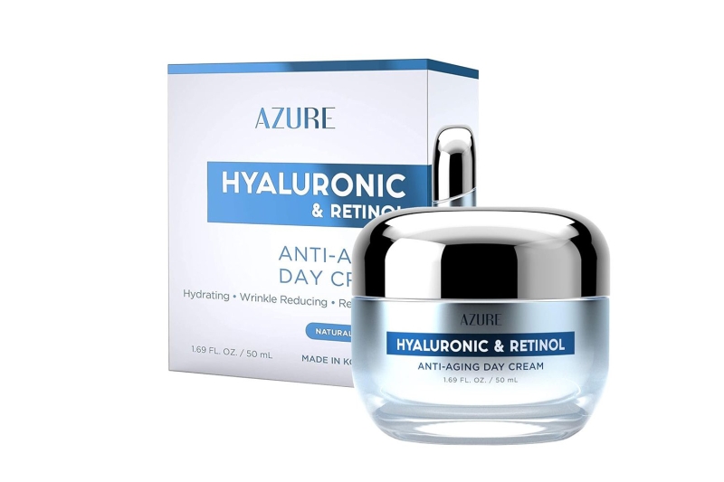 The Azure Hyaluronic and Retinol Anti-Aging Day Cream is $10 at Amazon, where shoppers say it smooths, firms, and tightens skin. A 56-year-old reviewer says they have no “wrinkles or lines” as a result.