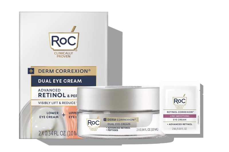 The RoC Derm Correxion Dual Eye Cream tightens lids and brightens under-eye darkness, per users, thanks to retinol and peptides. Sarah Jessica Parker uses the brand, and you can shop the eye cream for $30 at Amazon.