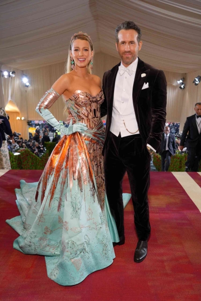 Blake Lively attended the Copenhagen premiere of 'It Ends With Us' in a bejeweled corset gown that looked just like her 2022 Met Gala dress. See her full look, here.