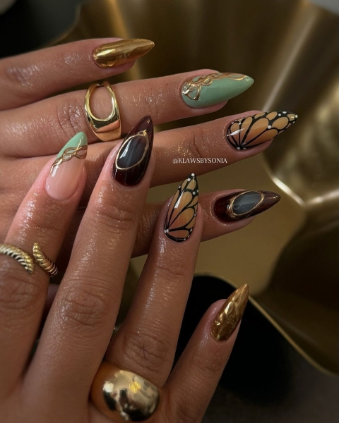 From graphic patterns to jewelry-like embellishments, here are 60 of the most stunning manicures for fall.