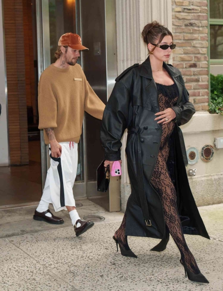 Hailey and Justin Bieber were spotted outside of their church wearing mismatching looks. See their outfits, here.