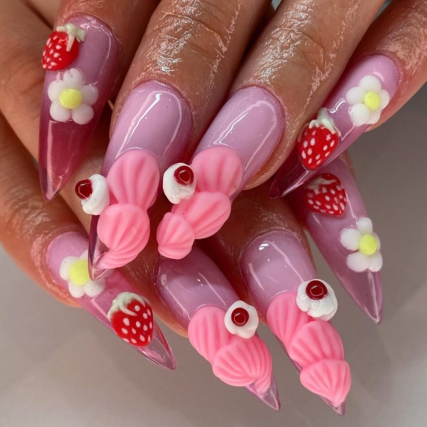 There is no shortage of designs available when you’ve got all three dimensions to work with—explore stunning 3D nail designs, here.