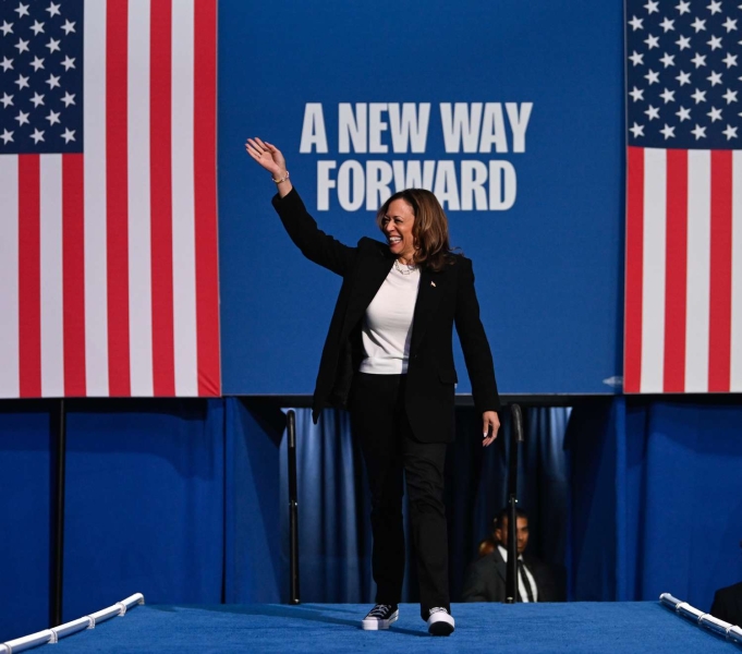 Kamala Harris wore a power suit with a sneaky style hack while appearing on 'The View.' See the hidden detail, here.