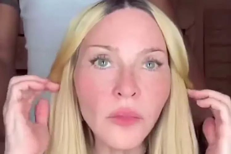 Madonna went makeup-free in a clip of her getting her hair done on her Instagram Story. See her rare, bare-faced look, here.