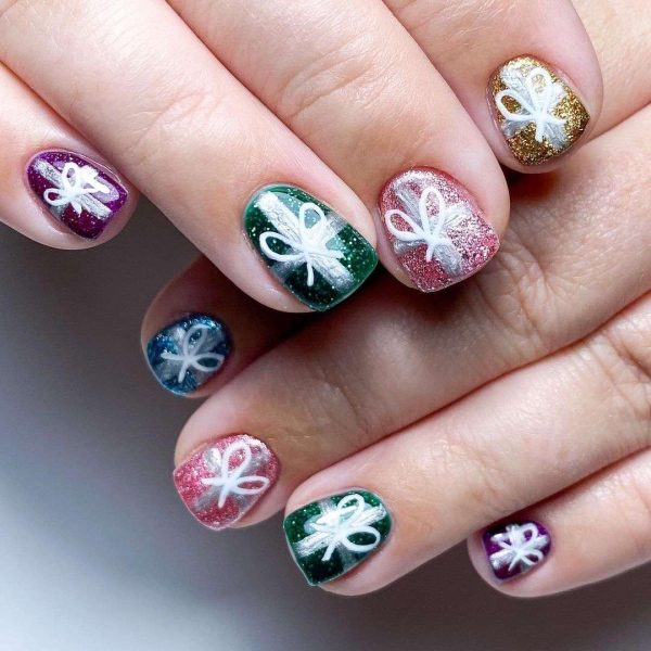 With holiday nail designs, you can lean into chunky glitters, fine shimmers, rich jewel tones, and festive motifs to keep a little piece of the holiday spirit right at your fingertips.